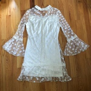 Parisian Petite Polka Dot Mesh Shift Dress